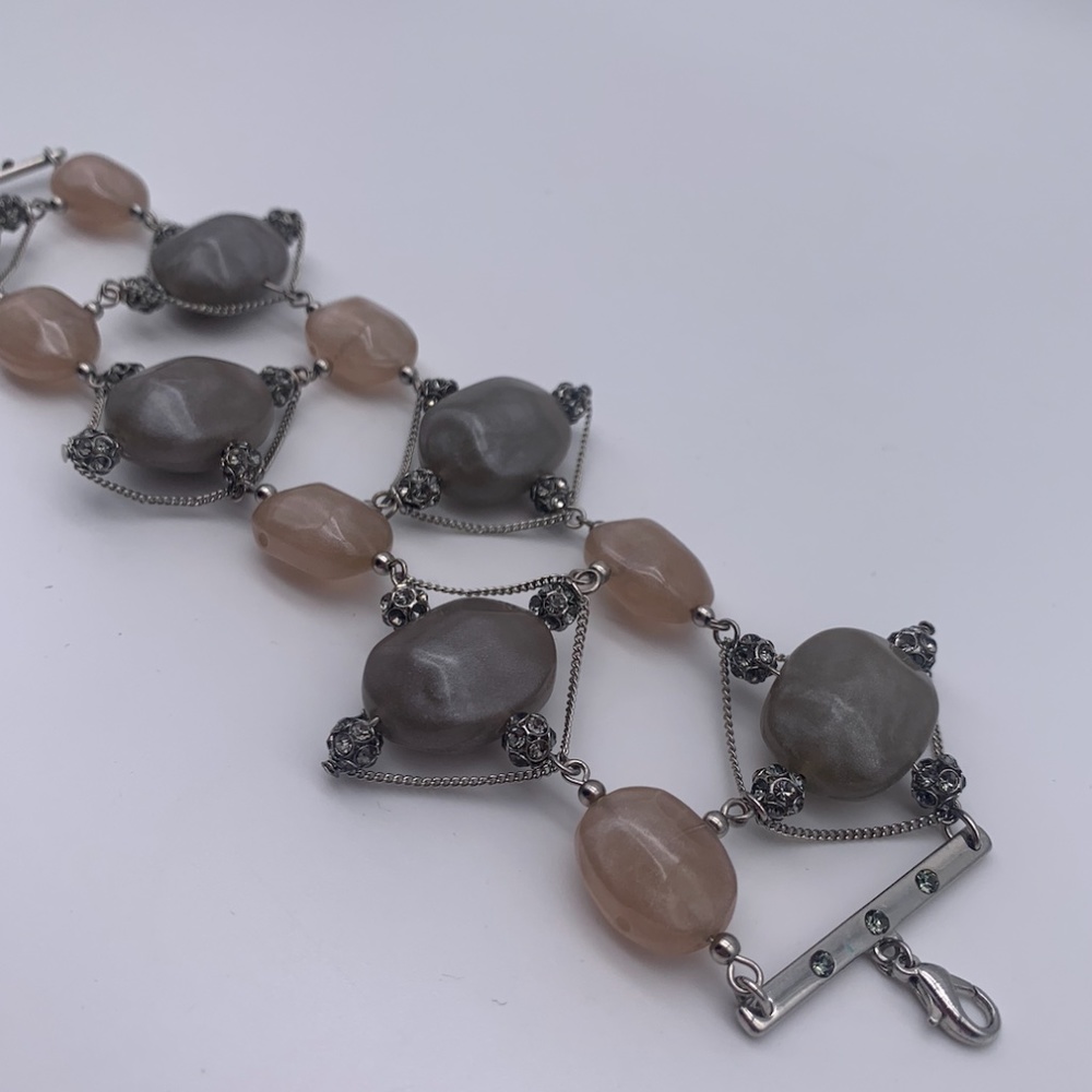 Pink and Grey Gemstone Bracelet